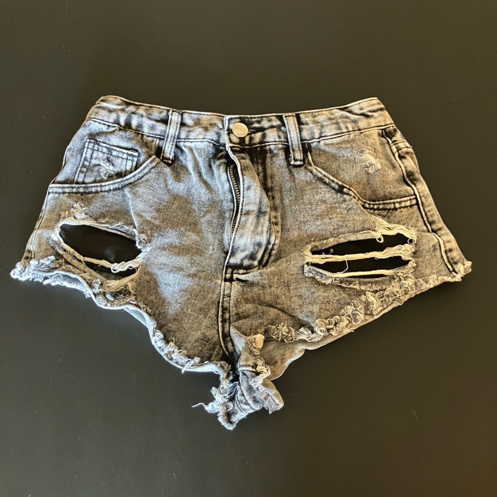 SHEIN Ripped Black Denim Shorts